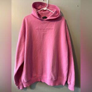 White Fox Season Hooded Pullover Pink Sweatshirt L/XL
